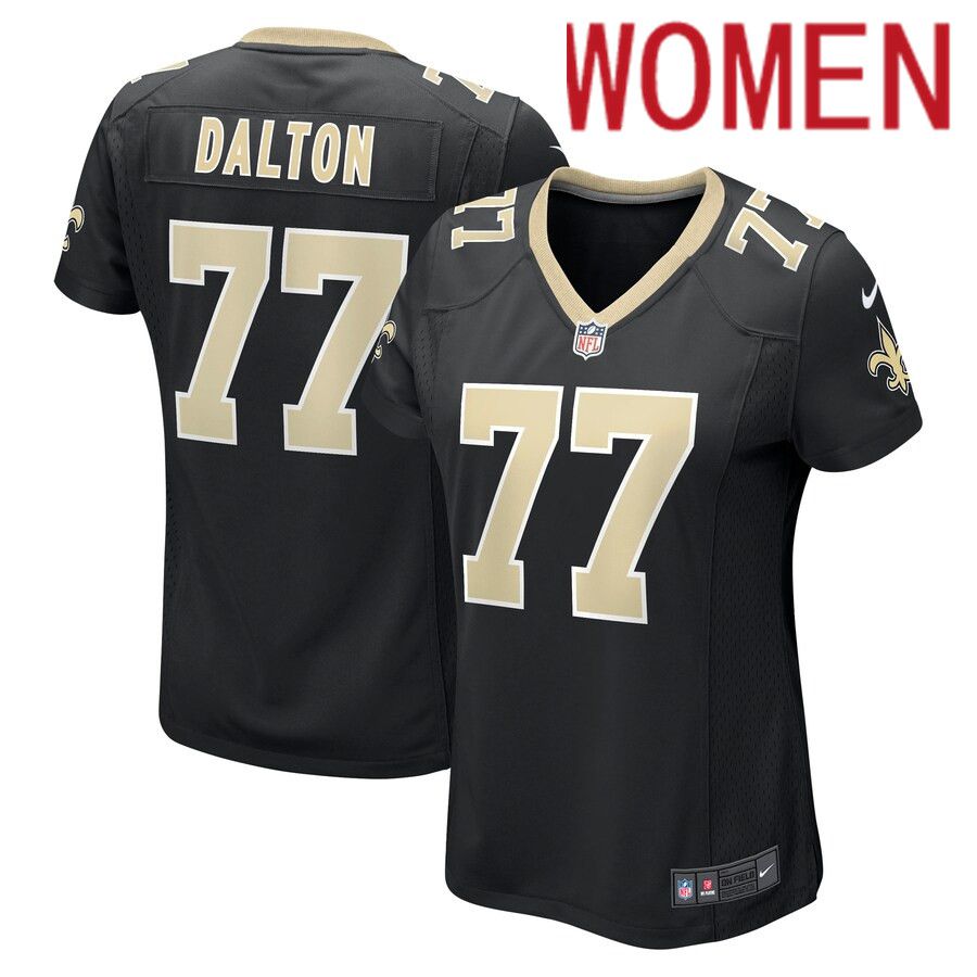 Women New Orleans Saints #77 Jalen Dalton Nike Black Game NFL Jersey